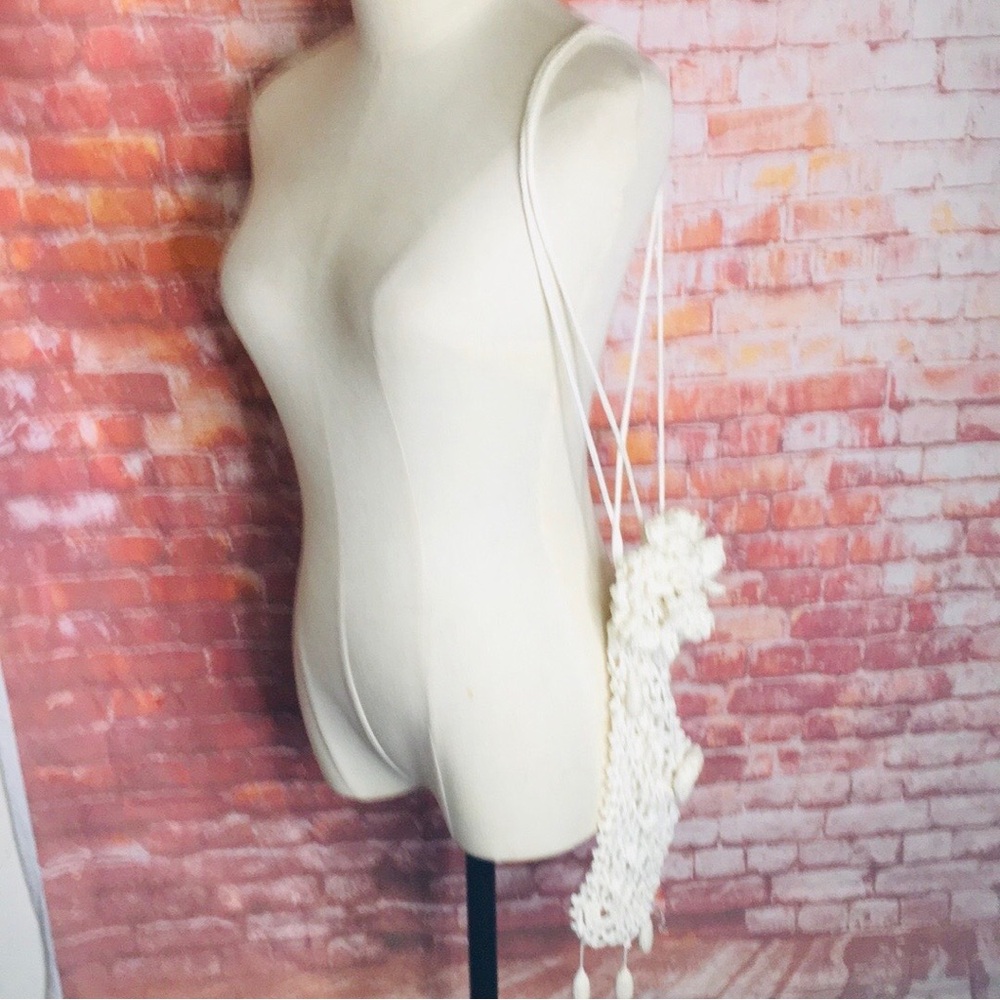 Vintage White Boho Crochet Shoulder Bag